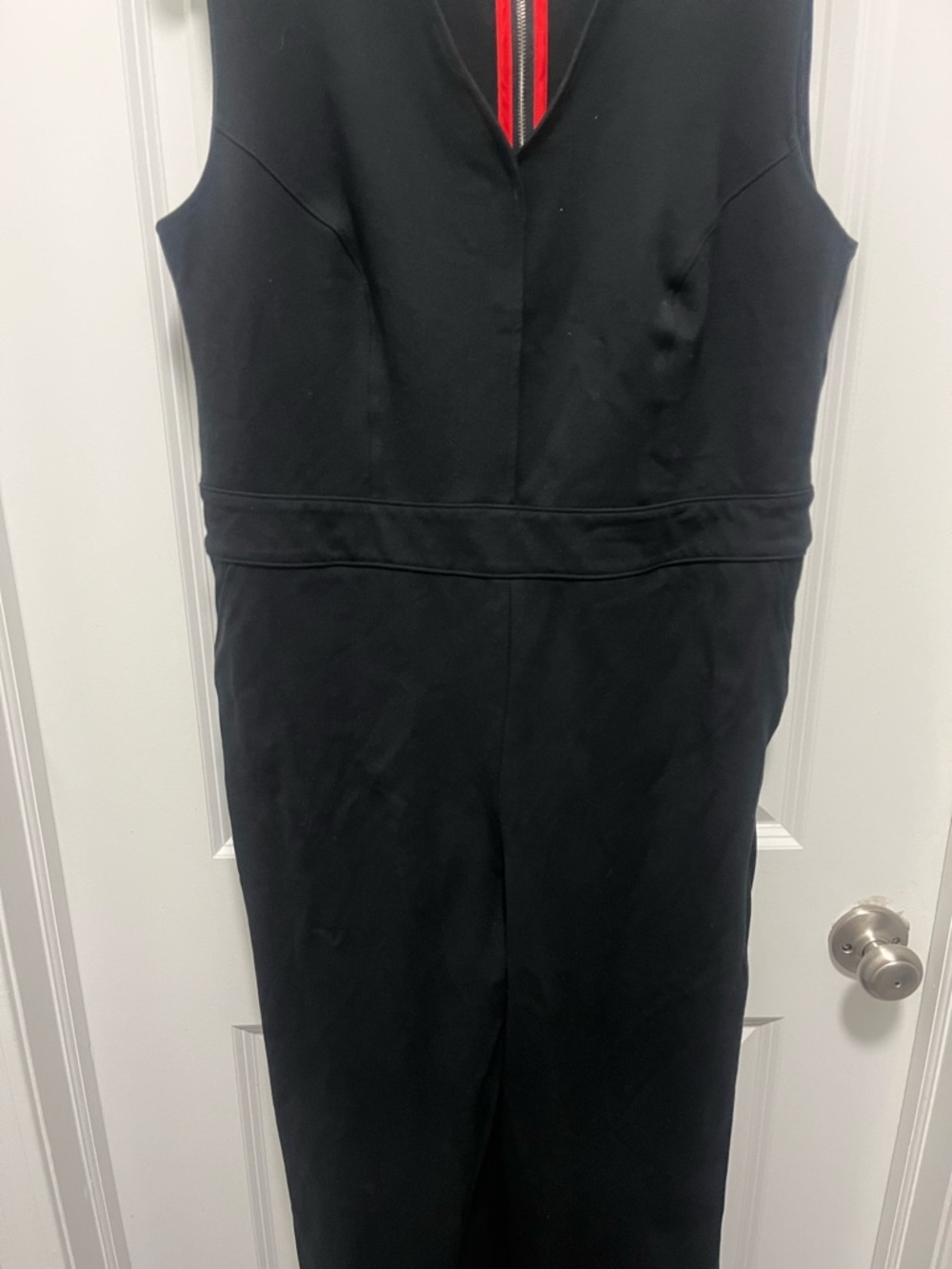 Spanx Perfect Black Jumpsuit Neck Red Zipper Size Women’s XL - Picture 4 of 7